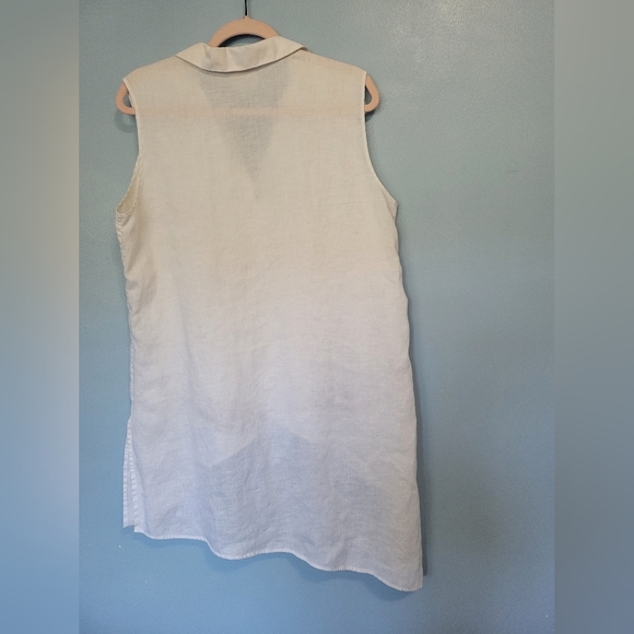 Chico's Linen Non-iron Lagenlook Tunic Tp Size 2 Large White - Picture 2 of 7